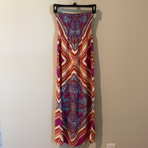 Moroccan Summer Strapless Sundress Bohemian Vacation Beach Sz S - Picture 2 of 7